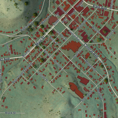 Close-up of the map of Wellsboro, Pennsylvania print showing street and building detail