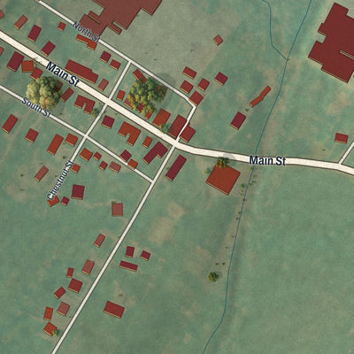 Second close-up of the map of Wellsville, Pennsylvania print showing more streets and buildings