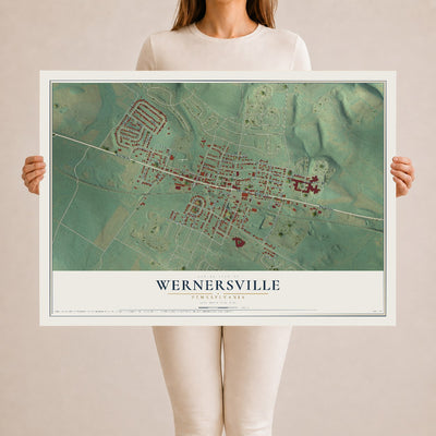 Map of Wernersville, Pennsylvania, 24 x 36 inch unframed archival matte print