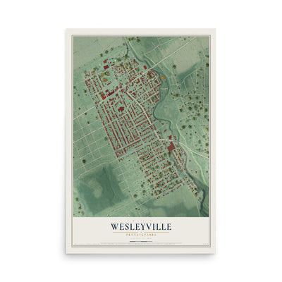 Map of Wesleyville, Pennsylvania, 12 x 18 inch unframed archival matte print