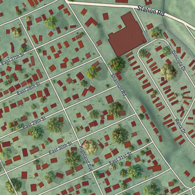 Close-up of the map of Wesleyville, Pennsylvania print showing street and building detail