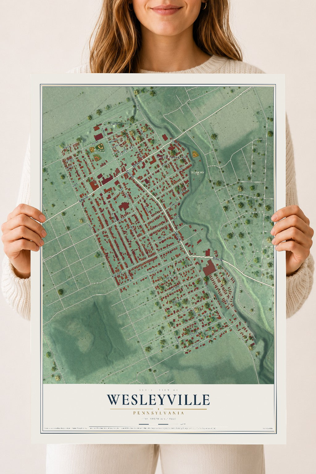 Map of Wesleyville, Pennsylvania, 18 x 24 inch unframed archival matte print