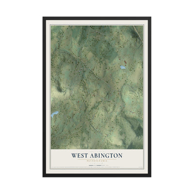 Map of West Abington, Pennsylvania, 12 x 18 inch print in a black wood frame