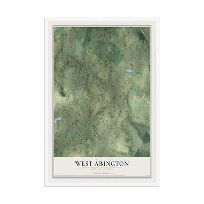 Map of West Abington, Pennsylvania, 12 x 18 inch print in a white wood frame