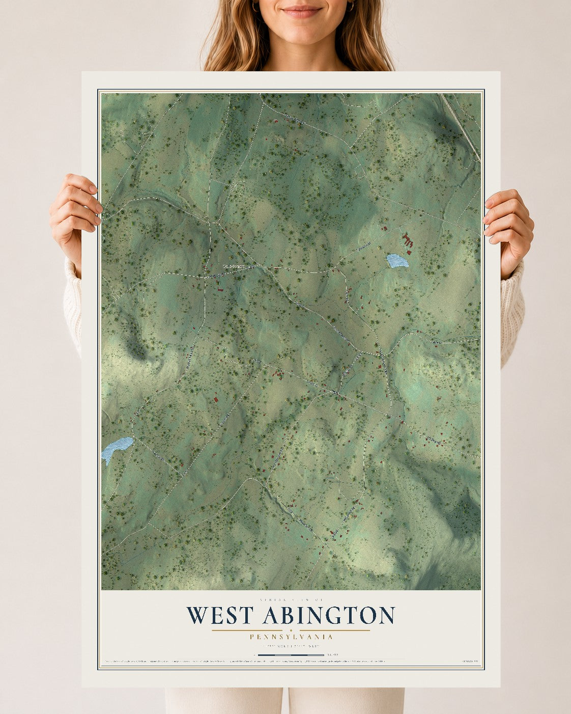 Map of West Abington, Pennsylvania, 24 x 36 inch unframed archival matte print