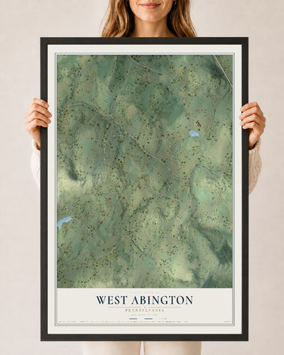 Map of West Abington, Pennsylvania, 24 x 36 inch print in a black wood frame