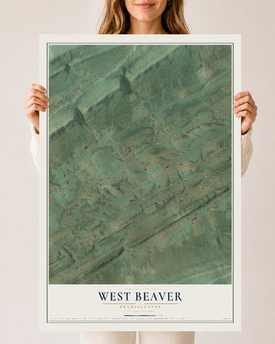 Map of West Beaver, Pennsylvania, 24 x 36 inch unframed archival matte print