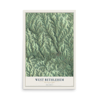 Map of West Bethlehem, Pennsylvania, 12 x 18 inch unframed archival matte print