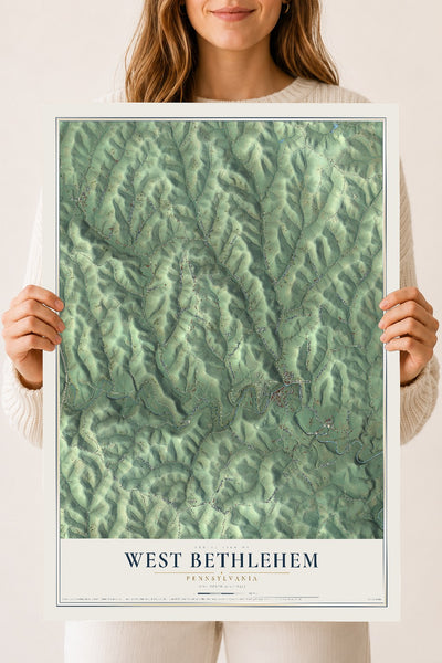 Map of West Bethlehem, Pennsylvania, 18 x 24 inch unframed archival matte print