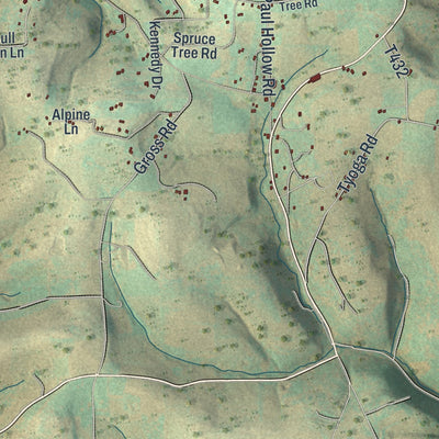 Close-up of the map of West Branch, Pennsylvania print showing street and building detail
