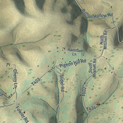 Second close-up of the map of West Branch, Pennsylvania print showing more streets and buildings