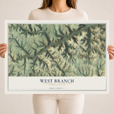 Map of West Branch, Pennsylvania, 18 x 24 inch unframed archival matte print