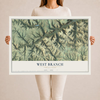Map of West Branch, Pennsylvania, 24 x 36 inch unframed archival matte print