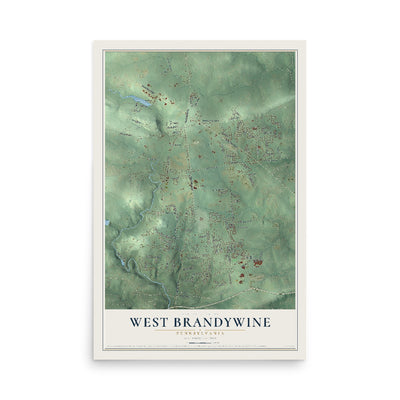 Map of West Brandywine, Pennsylvania, 12 x 18 inch unframed archival matte print