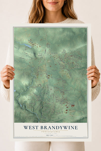 Map of West Brandywine, Pennsylvania, 18 x 24 inch unframed archival matte print