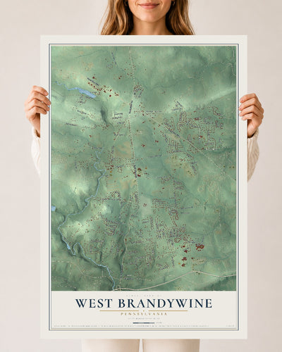 Map of West Brandywine, Pennsylvania, 24 x 36 inch unframed archival matte print