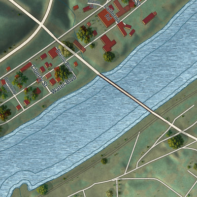 Close-up of the map of West Brownsville, Pennsylvania print showing street and building detail