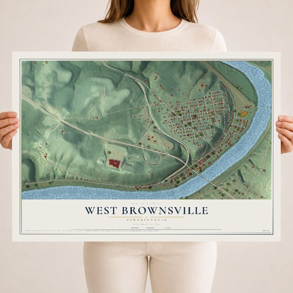 Map of West Brownsville, Pennsylvania, 18 x 24 inch unframed archival matte print
