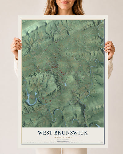 Map of West Brunswick, Pennsylvania, 24 x 36 inch unframed archival matte print
