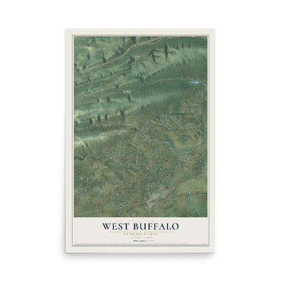 Map of West Buffalo, Pennsylvania, 12 x 18 inch unframed archival matte print