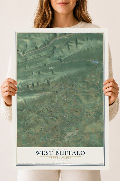 Map of West Buffalo, Pennsylvania, 18 x 24 inch unframed archival matte print