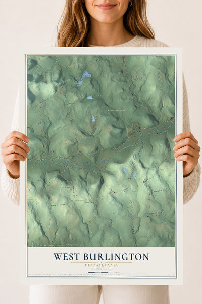 Map of West Burlington, Pennsylvania, 18 x 24 inch unframed archival matte print