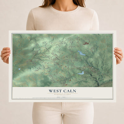 Map of West Caln, Pennsylvania, 12 x 18 inch unframed archival matte print