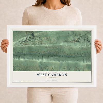 Map of West Cameron, Pennsylvania, 12 x 18 inch print in a white wood frame
