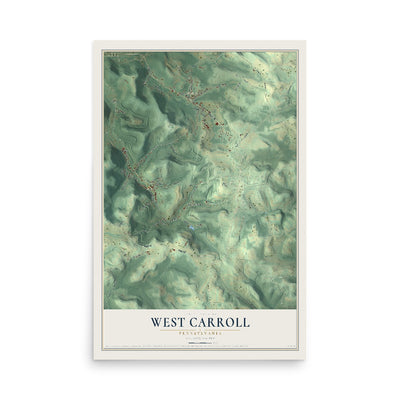 Map of West Carroll, Pennsylvania, 12 x 18 inch unframed archival matte print