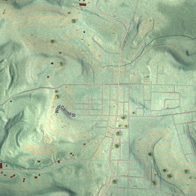 Close-up of the map of West Carroll, Pennsylvania print showing street and building detail