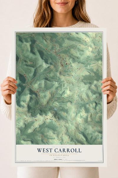 Map of West Carroll, Pennsylvania, 18 x 24 inch unframed archival matte print