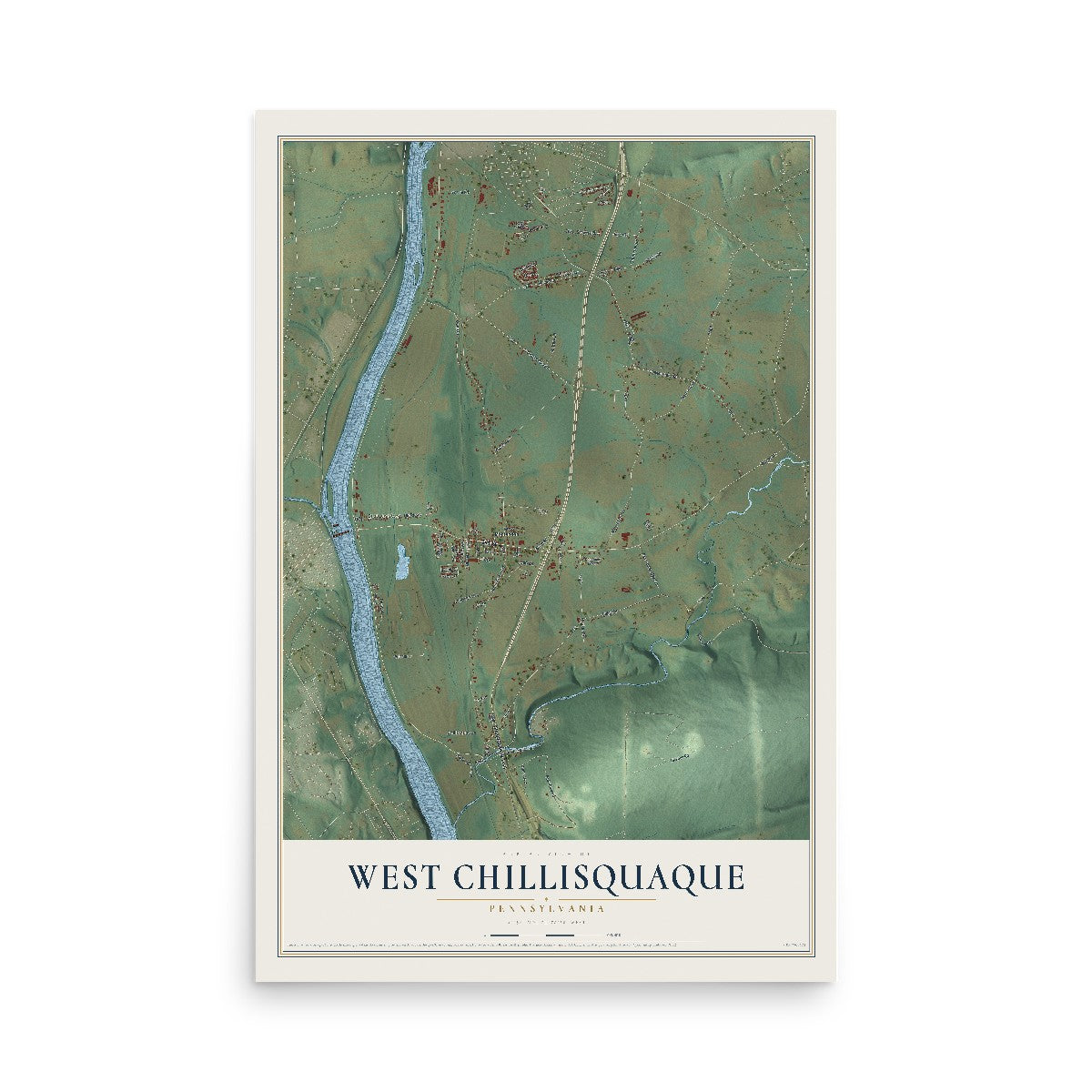 Map of West Chillisquaque, Pennsylvania, 12 x 18 inch unframed archival matte print