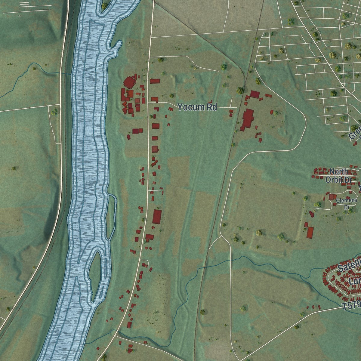 Close-up of the map of West Chillisquaque, Pennsylvania print showing street and building detail