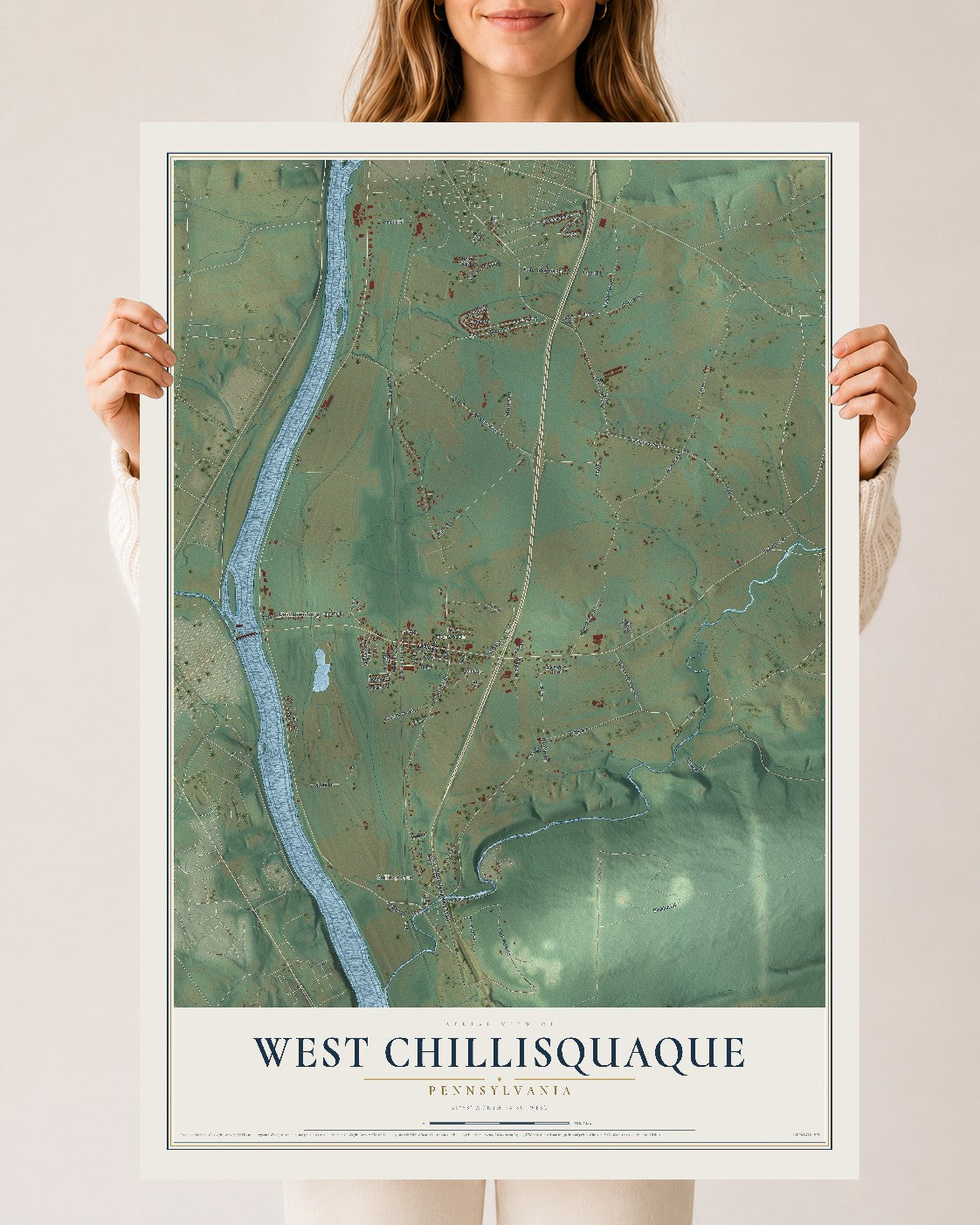 Map of West Chillisquaque, Pennsylvania, 24 x 36 inch unframed archival matte print