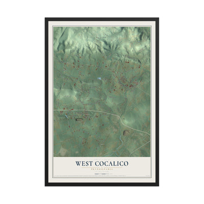 Map of West Cocalico, Pennsylvania, 12 x 18 inch print in a black wood frame