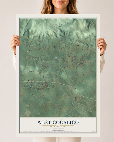 Map of West Cocalico, Pennsylvania, 24 x 36 inch unframed archival matte print