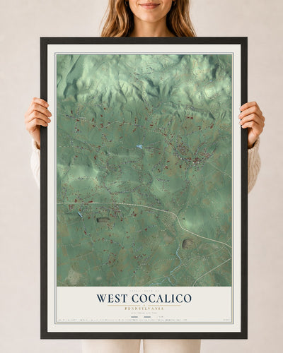 Map of West Cocalico, Pennsylvania, 24 x 36 inch print in a black wood frame