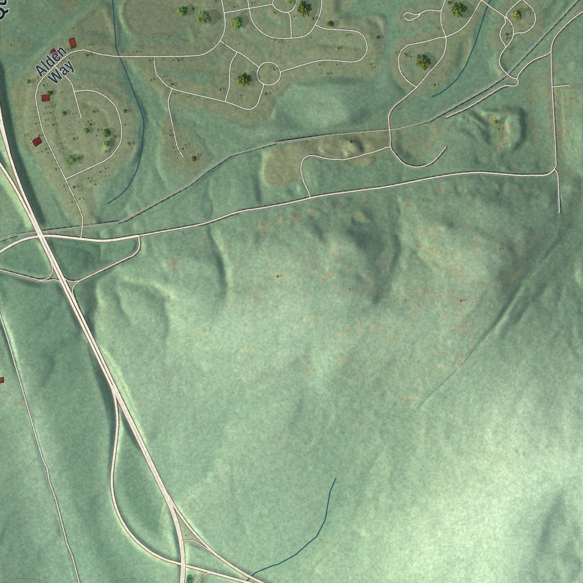 Second close-up of the map of West Cornwall, Pennsylvania print showing more streets and buildings