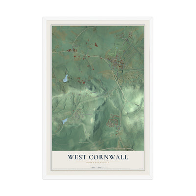 Map of West Cornwall, Pennsylvania, 12 x 18 inch print in a white wood frame