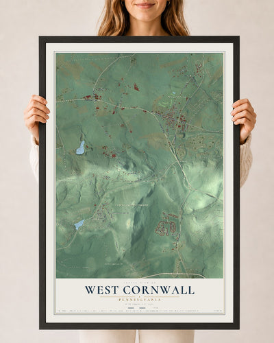 Map of West Cornwall, Pennsylvania, 24 x 36 inch print in a black wood frame