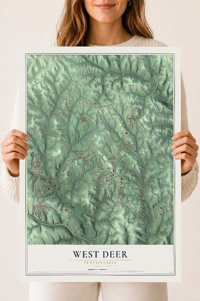 Map of West Deer, Pennsylvania, 18 x 24 inch unframed archival matte print