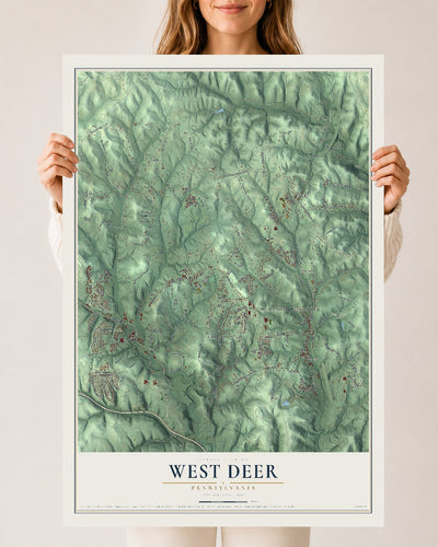 Map of West Deer, Pennsylvania, 24 x 36 inch unframed archival matte print