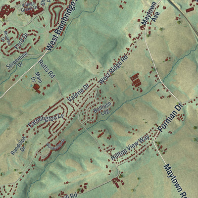 Second close-up of the map of West Donegal, Pennsylvania print showing more streets and buildings