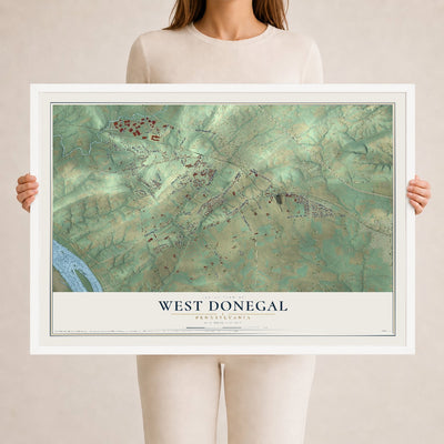 Map of West Donegal, Pennsylvania, 24 x 36 inch print in a white wood frame
