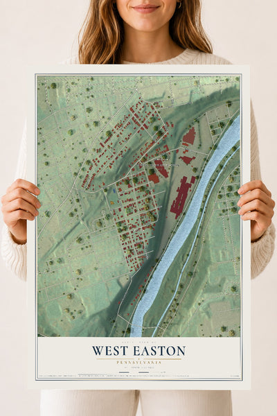 Map of West Easton, Pennsylvania, 18 x 24 inch unframed archival matte print