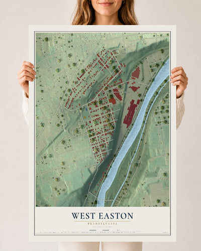 Map of West Easton, Pennsylvania, 24 x 36 inch unframed archival matte print
