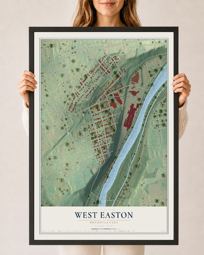 Map of West Easton, Pennsylvania, 24 x 36 inch print in a black wood frame