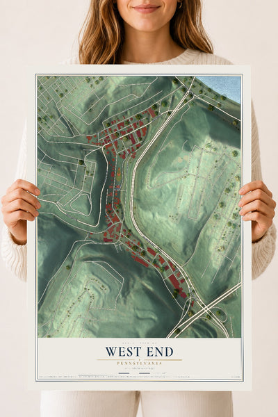 Map of West End, Pennsylvania, 18 x 24 inch unframed archival matte print
