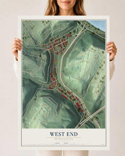 Map of West End, Pennsylvania, 24 x 36 inch unframed archival matte print
