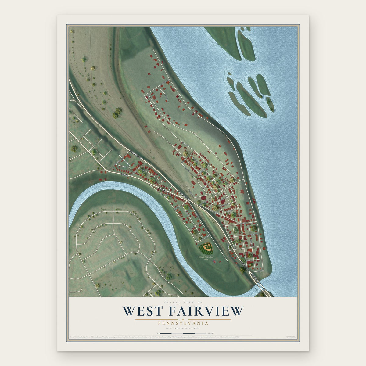 West Fairview, Pennsylvania map print, the full design